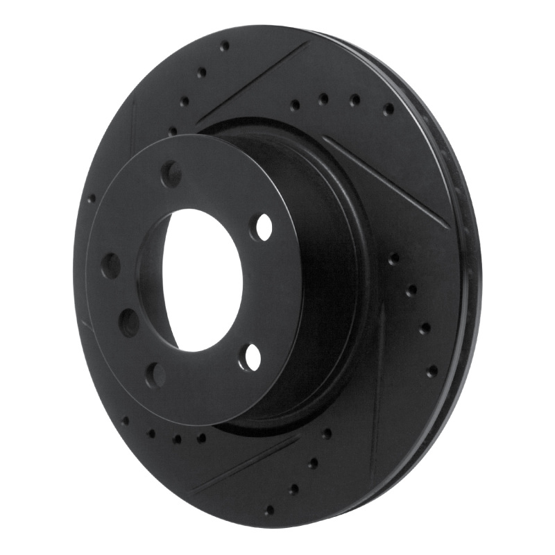 BMW 120i Brake Rotor (1) - Front Left - R1 Concepts - Drilled & Slotted - Black - `05-`07